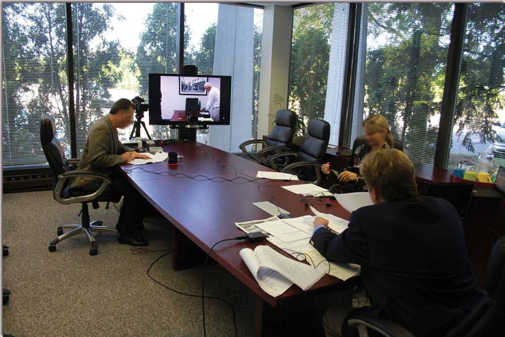 An example of a deposition at Lake Cook Reporting's video conference center in Bannockburn, IL.